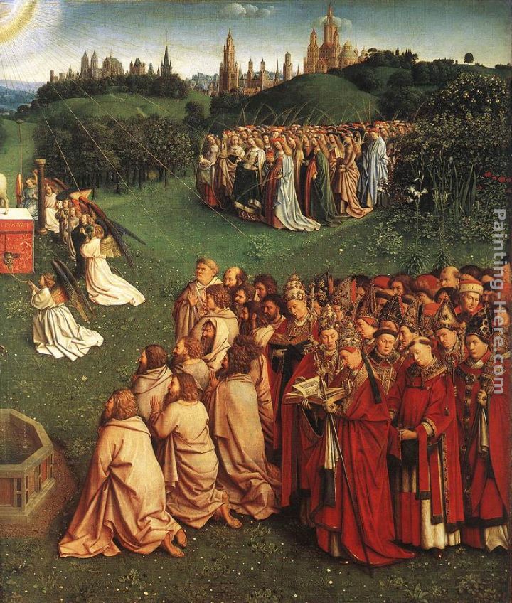The Ghent Altarpiece Adoration of the Lamb [detail right] painting - Jan van Eyck The Ghent Altarpiece Adoration of the Lamb [detail right] art painting